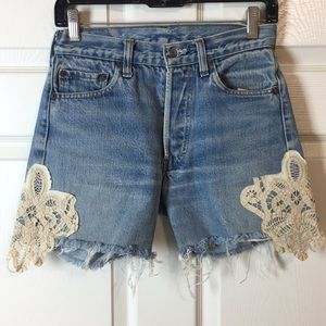 VINTAGE Levi Cut-Offs, Hand Embellished, 60’s-70’s